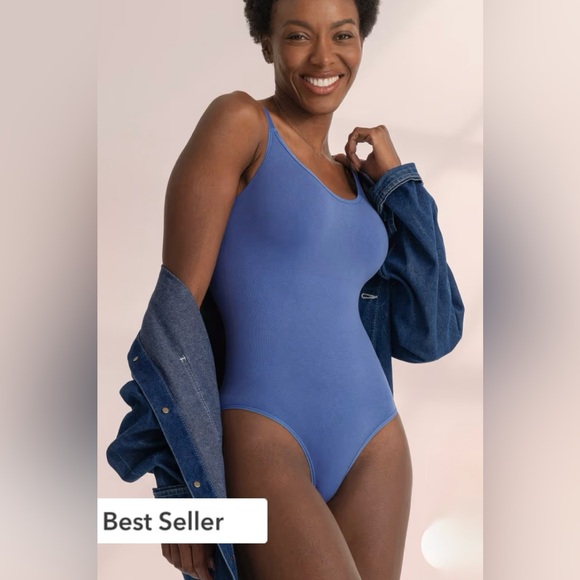 Shapermint Other - Shapermint All Day Every Day Scoop Neck Bodysuit | Blue | Full Brief | S | NWT